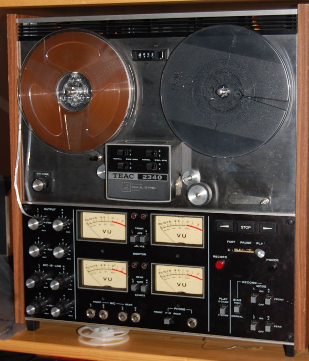 A TEAC 2340 4-channel reel-to-reel tape deck for quadraphonic sound.