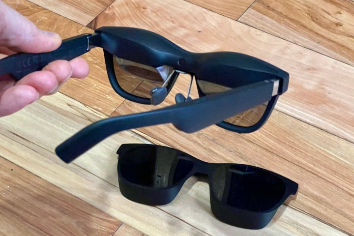 Xreal Air 2 smart glasses are lightly tinted but include shades.