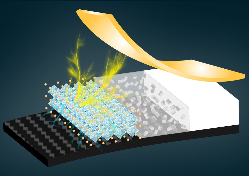 An illustration of a device with multiple layers of materials.