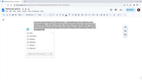 Google Duet AI Docs Rewrite.