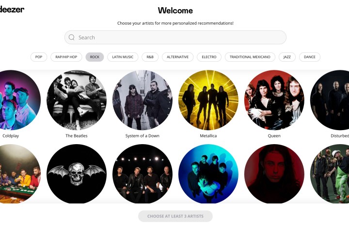 The welcome screen on the Deezer desktop app.