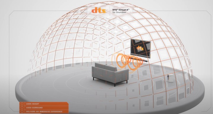 A diagram of DTS Virtual:X for soundbars.