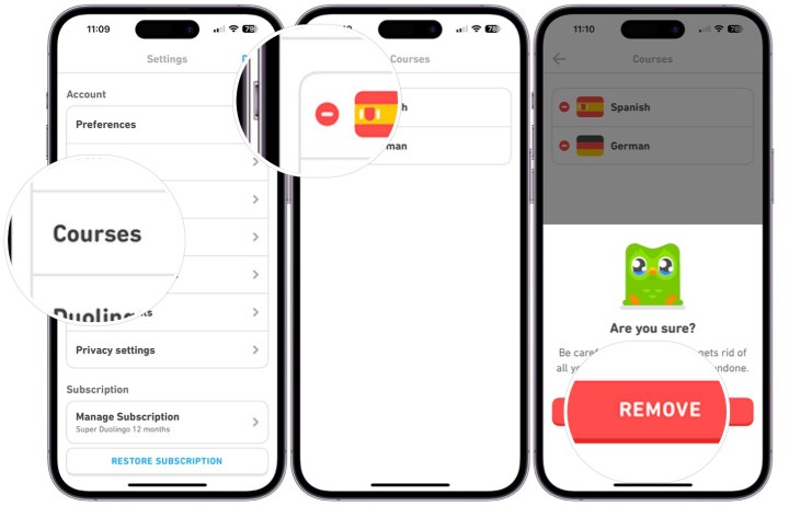 Here are the steps to remove a language from the Duolingo app for iPhone.