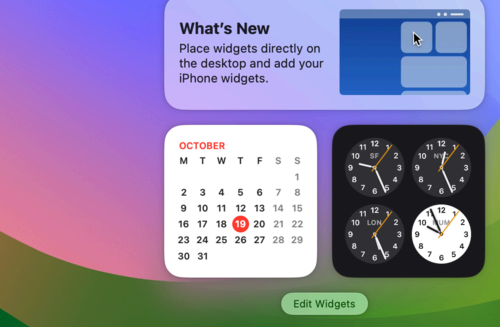 Edit Widgets option in Notification Center