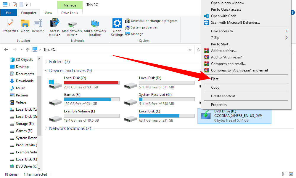 Right-click the mounted ISO file and select 