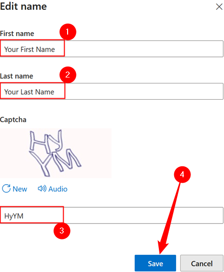 Fill out your name and captcha; then click 