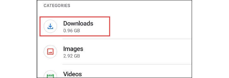 Highlighting the Downloads folder