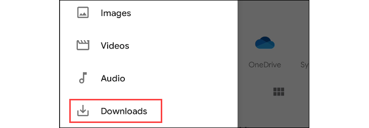 Highlighting the downloads folder