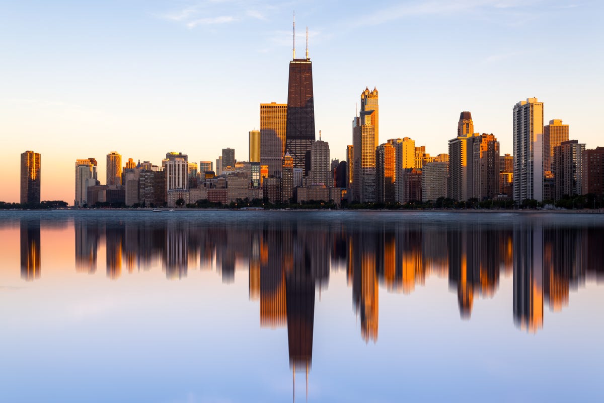 Chicago skyline at dawn