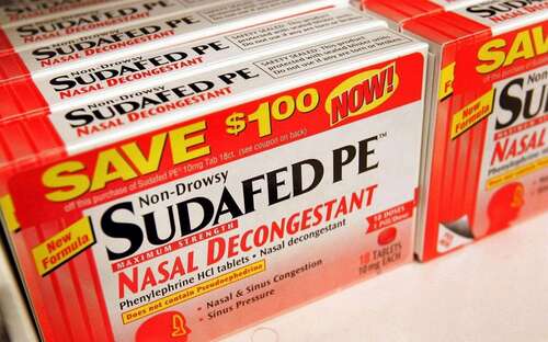 A box of Sudafed PE