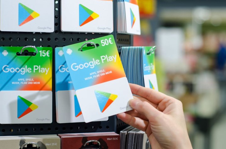 google play gift card on shelf