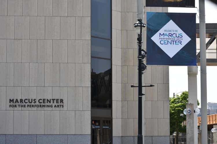 Marcus Performing Arts Center landmark sign in Milwaukee