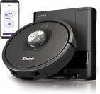 Black Shark robot vacuum with dock and smartphone with home map on screen