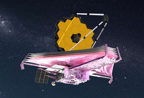 An artist's conception of the James Webb Space Telescope orbiting the sun 1 million miles from Earth.