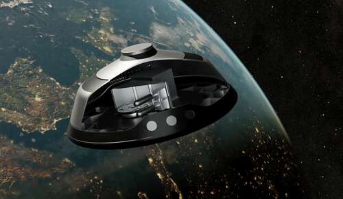 A SpaceBorn United capsule orbiting Earth