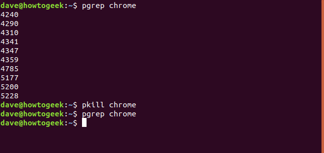 pgrep and pkill in a terminal window