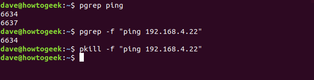 pgrep pkill with ping command line