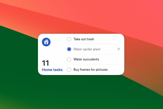 An interactive widget on the desktop in macOS Sonoma.