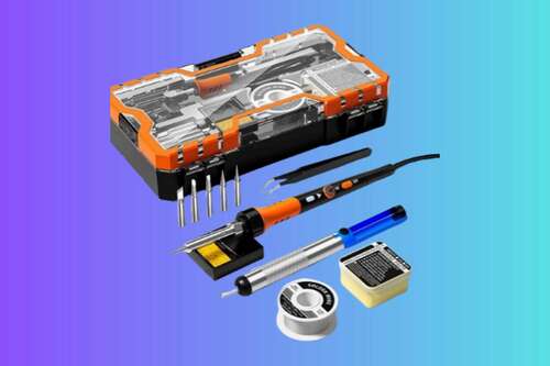 MEAKEST Premium Soldering Iron Kit on gradient background