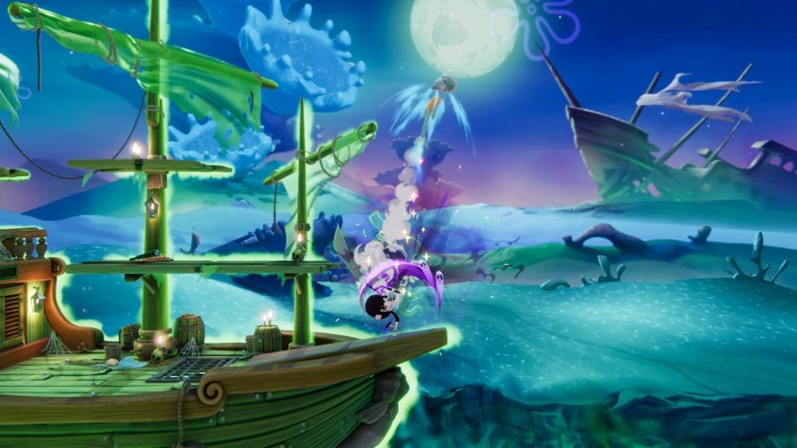 Squidward gets knocked off a pirate ship in Nickelodeon All-Stars Brawl 2.