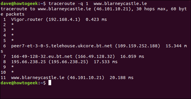 Running traceroute with fewer packets speeds up the results. 