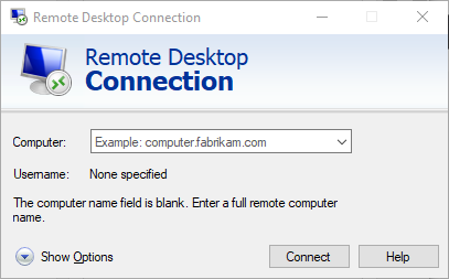 Remote Desktop settings in Windows 10 Pro