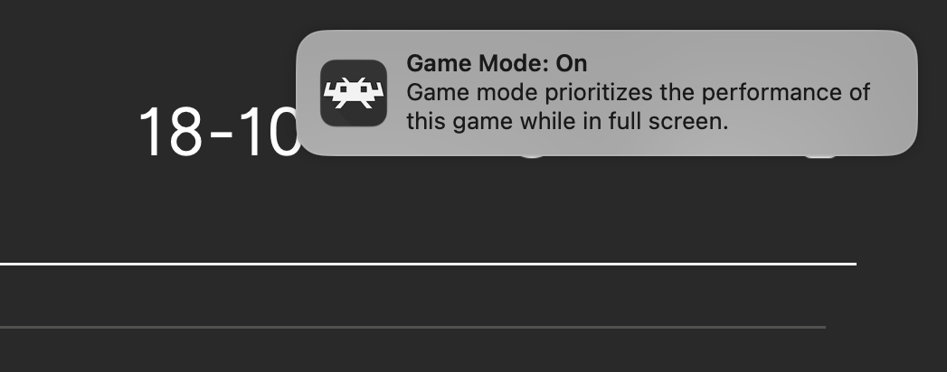 macOS Sonoma Game Mode triggered by RetroArch.