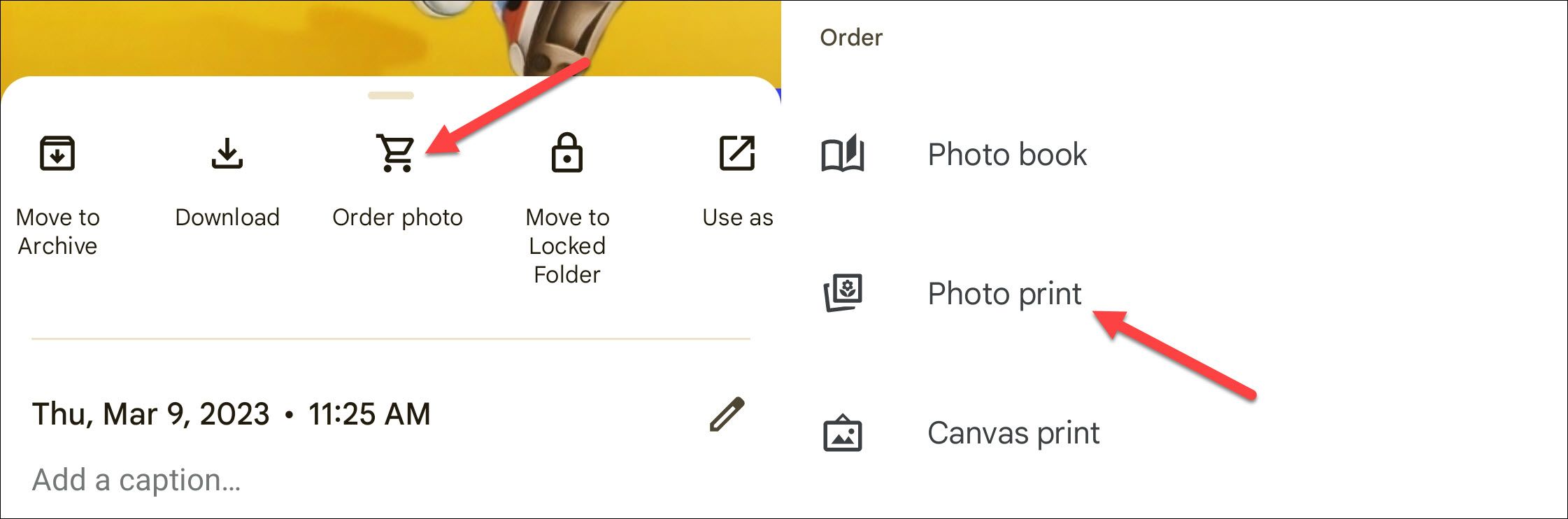 Google Photos print service.