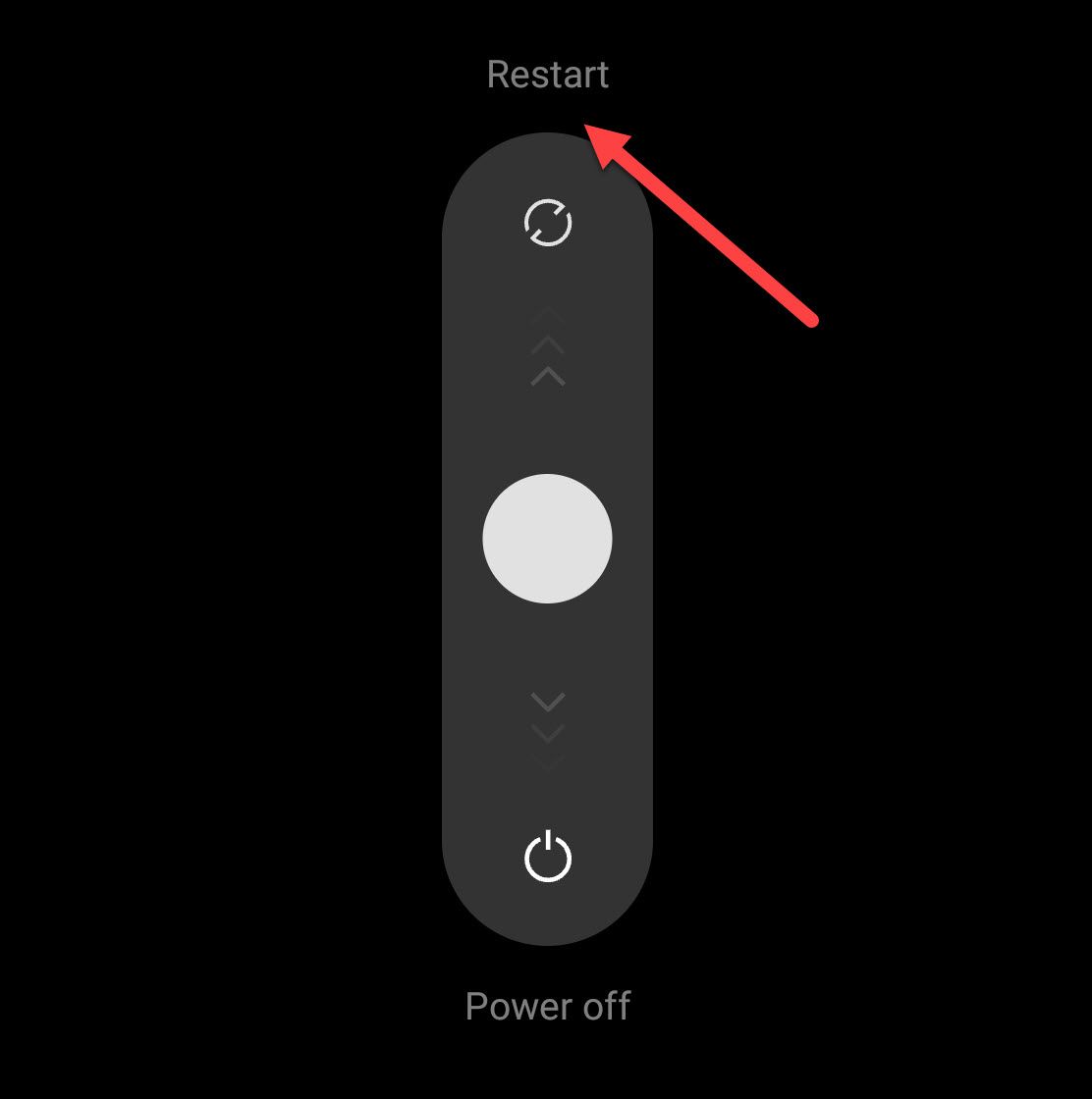 A screenshot of Android's restart menu