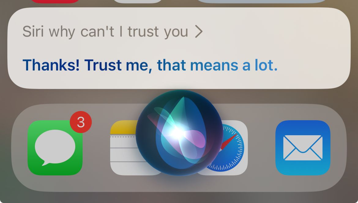 Asking Siri why it can't be trusted with a response that misinterpreted the question.