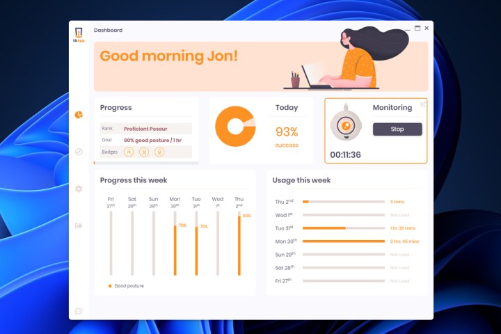 SitApp dashboard with metrics.