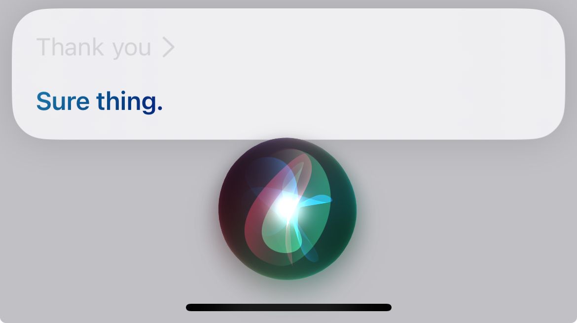 An image of an iPhone user thanking Siri to end the current interaction.