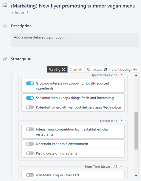 Trello’s Strategy AI power-up.