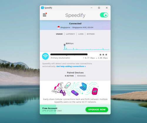 Speedify’s Free version.