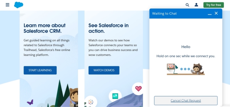 Salesforce live chat.