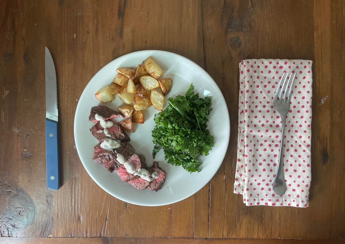 steak dinner on table