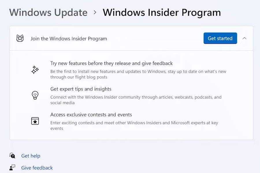 Join Windows Insider program to get the latest features