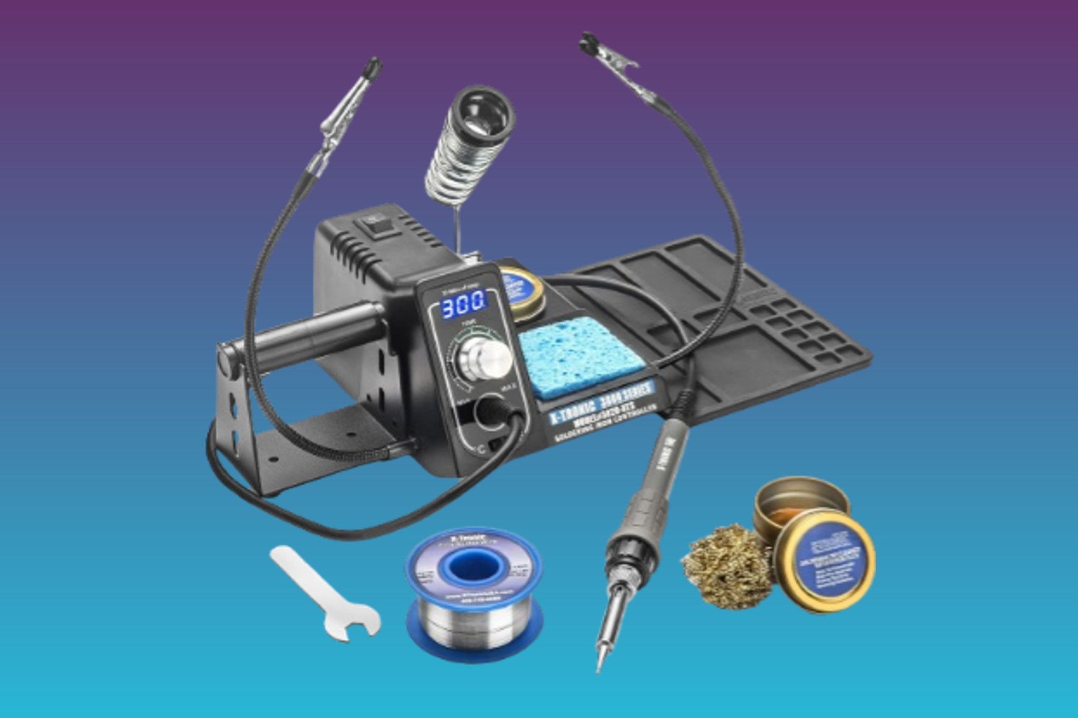 X-Tronic 3020-XTS Soldering Station on gradient background