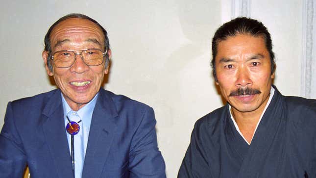 Godzilla actors Haruo Nakajima & Kenpachiro Satsuma at a New York Godzilla convention.