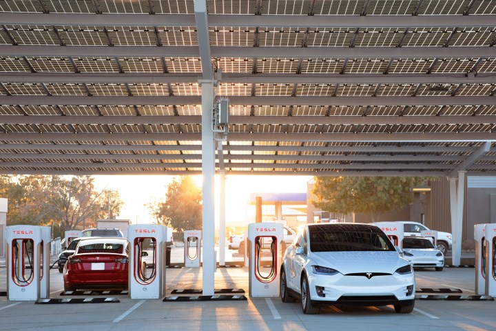 Tesla cars at Superchargers