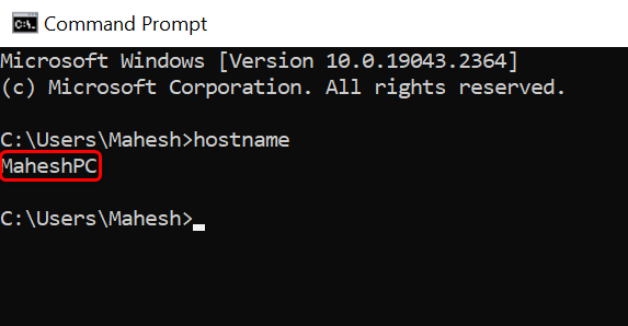 The result of the hostname command.