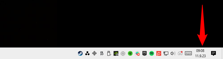 The custom time format displayed on the taskbar. 