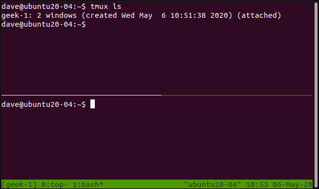 A split tmux terminal. 