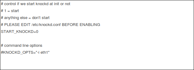 the knockd control file in gedit