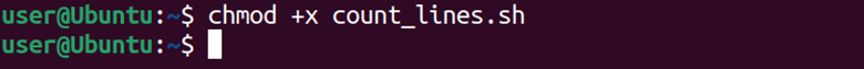 Linux terminal that displays the chmod command with sample file as input.