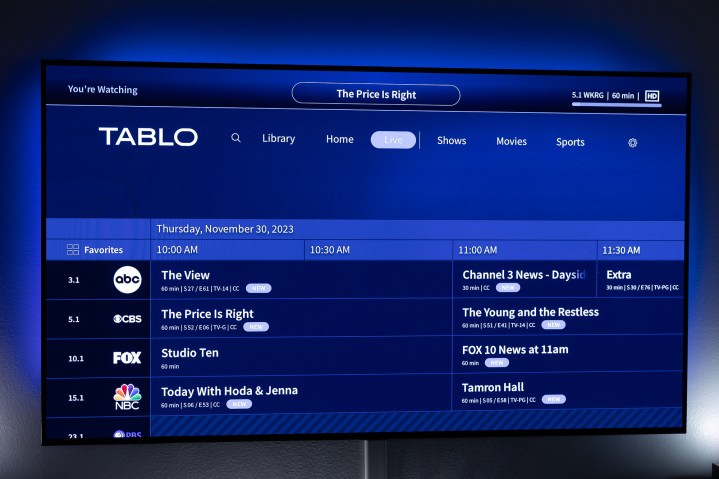 The Tablo live guide.