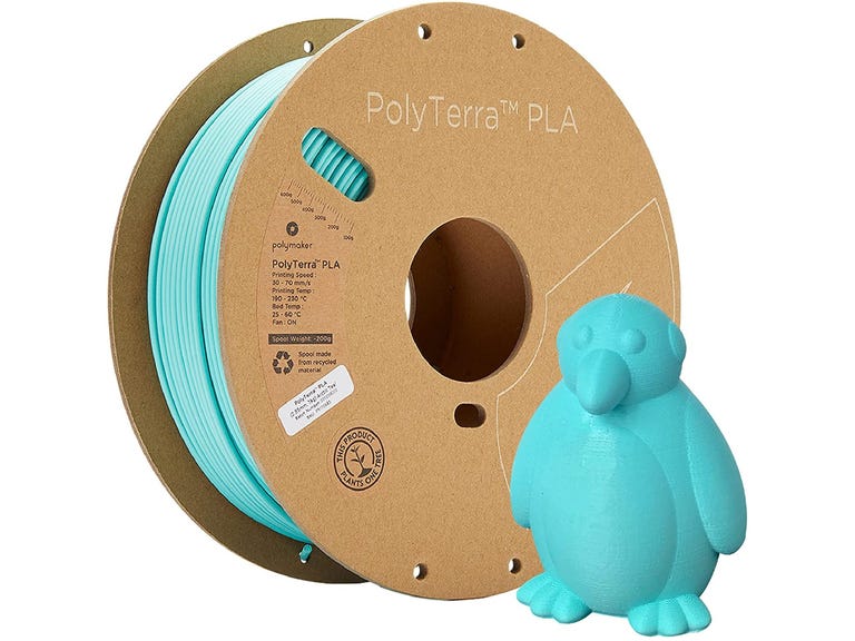 Bright blue filament with a penguin model