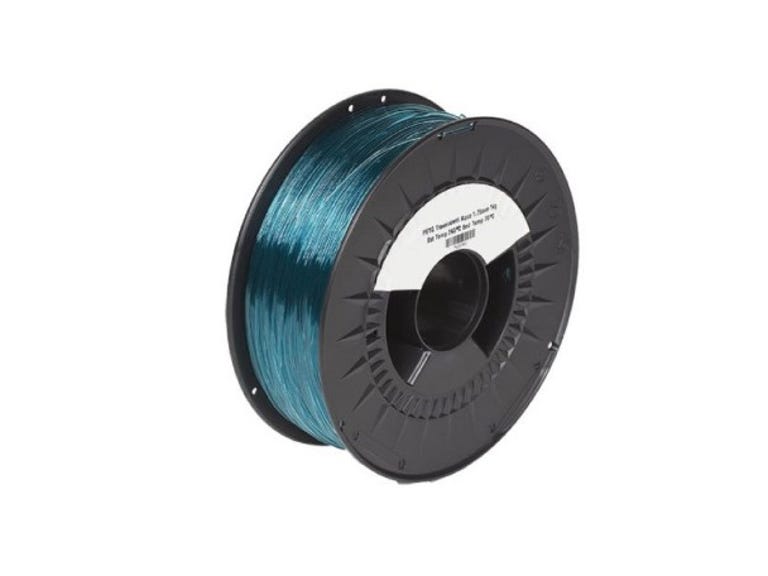 A roll of greenish blue filament