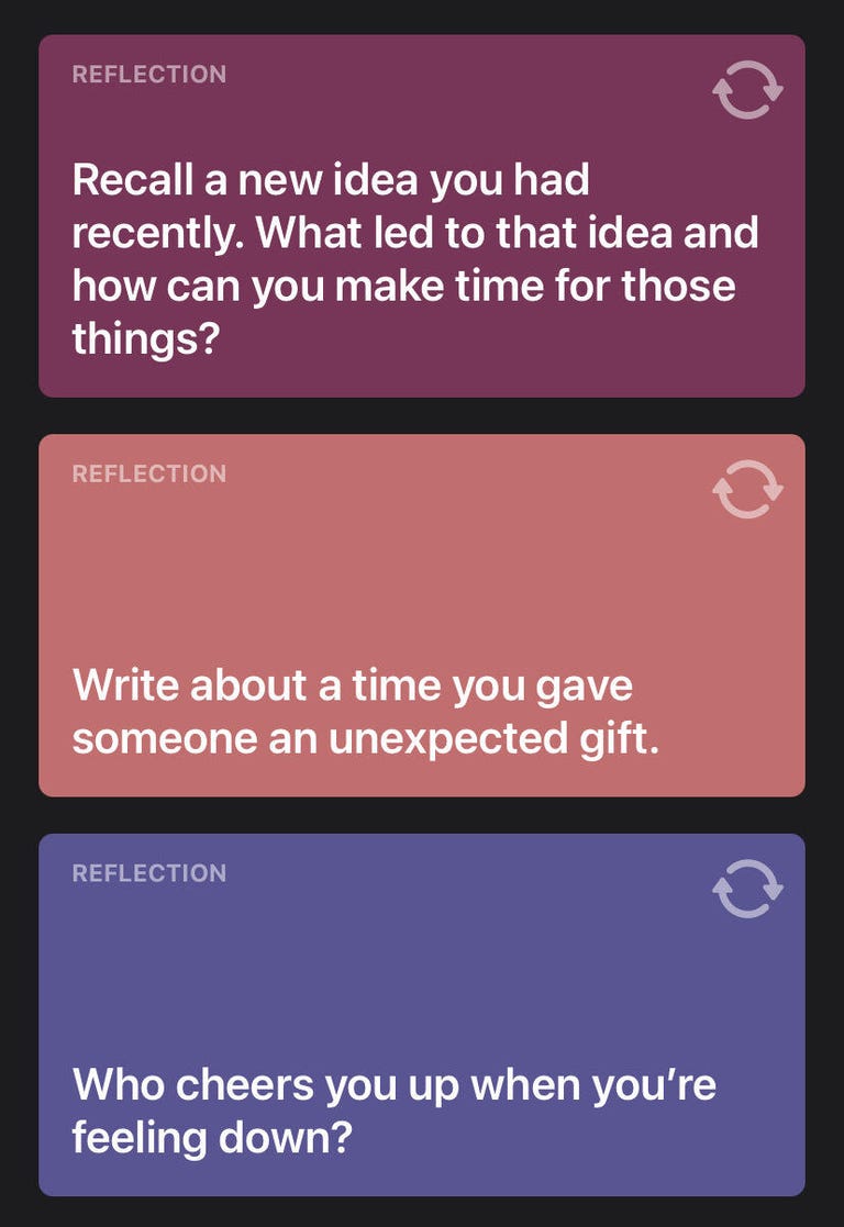 Reflections in the Journal app