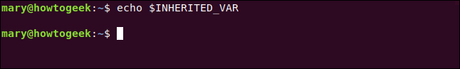 echo $INHERITED_VAR in a terminal window